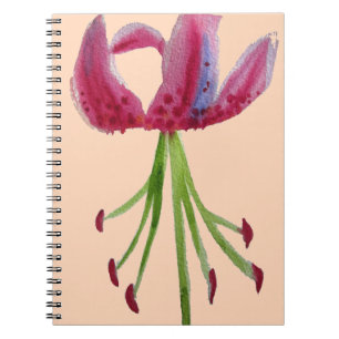 Rosa lilja akvarell modern blomma blomsterkonst anteckningsbok med spiral