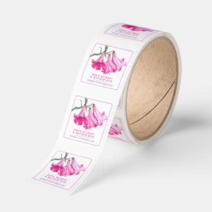 Rosa lilja blomma akvarellpenna konst bröllop fyrkantigt klistermärke