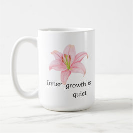Rosa lilja blomma inre tillväxt inspirerande kaffemugg