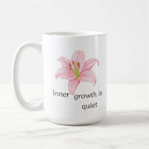 Rosa lilja blomma inre tillväxt inspirerande kaffemugg