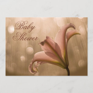 Rosa liljaBokeh baby shower Inbjudningar