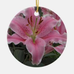 Rosa liljaprydnad julgransprydnad keramik