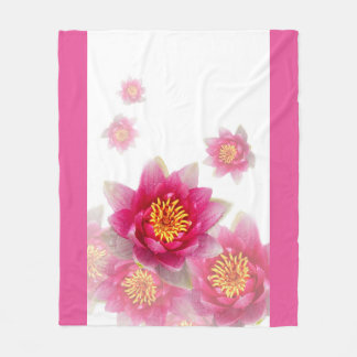 Rosa liljar fleecefilt