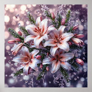 🌸 Rosa liljebukett för elegant blomsterdekoration Poster