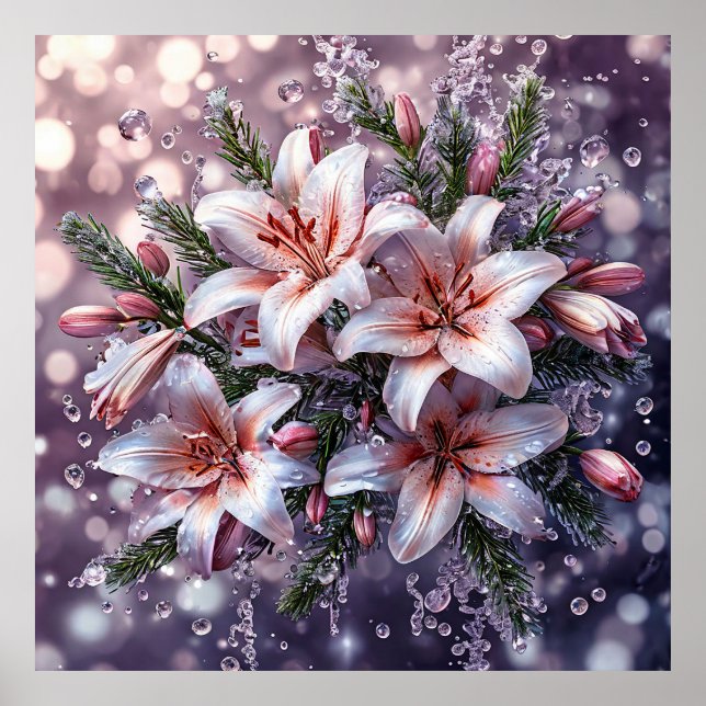🌸 Rosa liljebukett för elegant blomsterdekoration Poster (Framsidan)