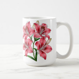Rosa liljebukett kaffemugg