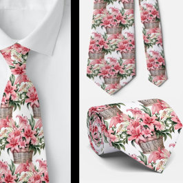 Rosa liljor i korg slips