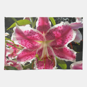 Rosa liljor rosa tropiska blommor rosa blomster kökshandduk