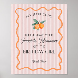 Rosa Lilla Gullet Citrus Favorit Minne Födelsedag Poster