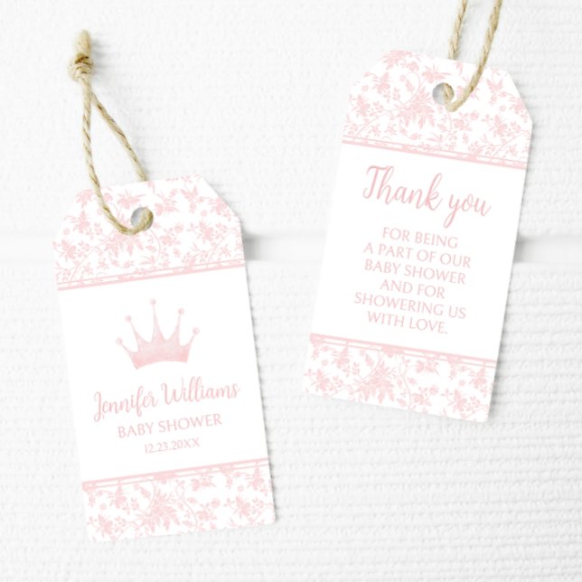 Rosa lilla prinsessan flicka duschtack presentetikett (Skapare uppladdad)