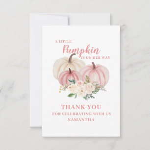 Rosa lilla pumpa baby shower tack kort