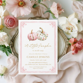 Rosa lilla pumpa flicka baby shower inbjudningar