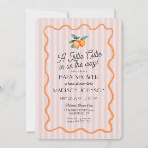 Rosa lilla sötnos Pastell Citrus Tema Bebis Shower Inbjudningar