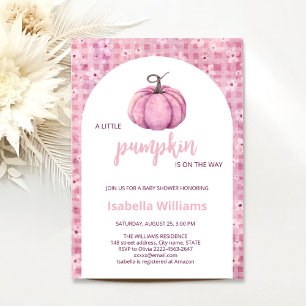 Rosa lille Pumpkin Baby Shower Inbjudningar