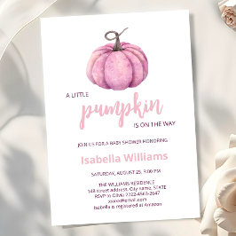 Rosa lille Pumpkin Baby Shower Inbjudningar