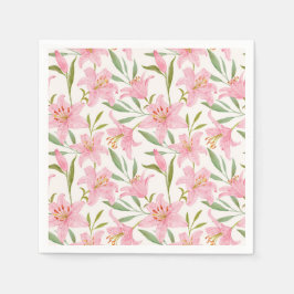 Rosa Lillies Blommigt Födelsedagsfest Shower Bröll Pappersservett