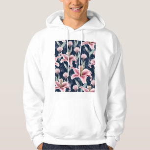 Rosa Lilly Flower Seamless Mönster. Hoodie
