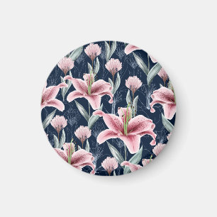 Rosa Lilly Flower Seamless Mönster. Magnet