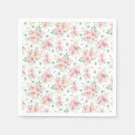 Rosa Lilly Flowers Pappersservett