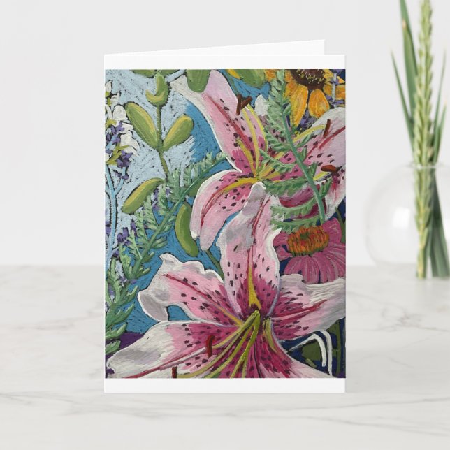 Rosa Lilly notecards Tack Kort (Framsida)