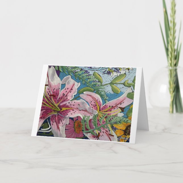 Rosa Lilly notecards Tack Kort (Framsida)