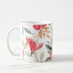 Rosa Lilly Watercolor, Blommönster Kaffemugg