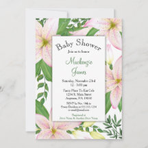 Rosa Lily Blommigt Baby Shower-inbjudningsflickor