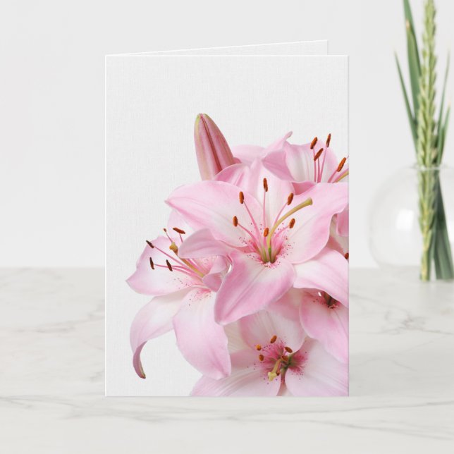 Rosa Lily Bouquet Sympathy Card Kort (Framsida)