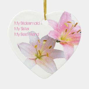 Rosa Lily Bridesmaid Julgransprydnad Keramik