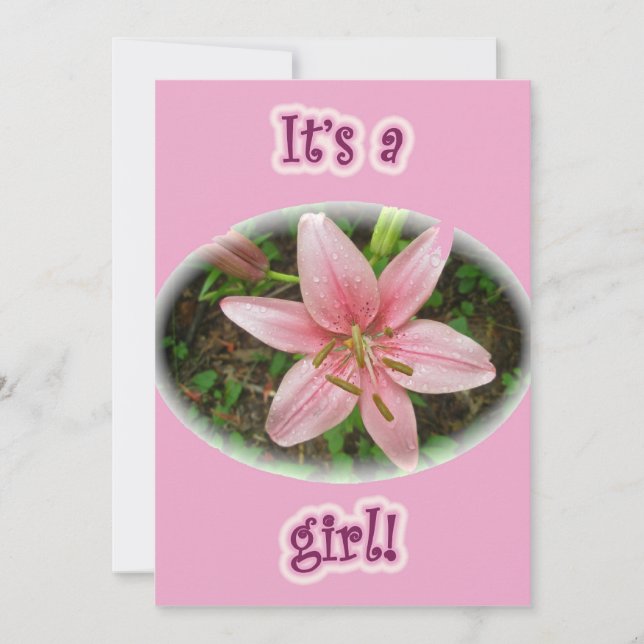 Rosa Lily Det är en tjej! Meddelande (Framsida)
