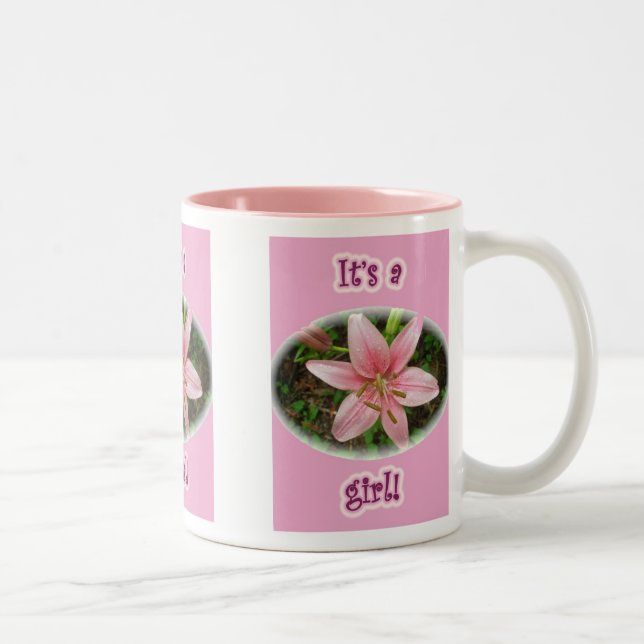 Rosa Lily Det är en tjej! Nyfödd bebis Mugg (Höger)