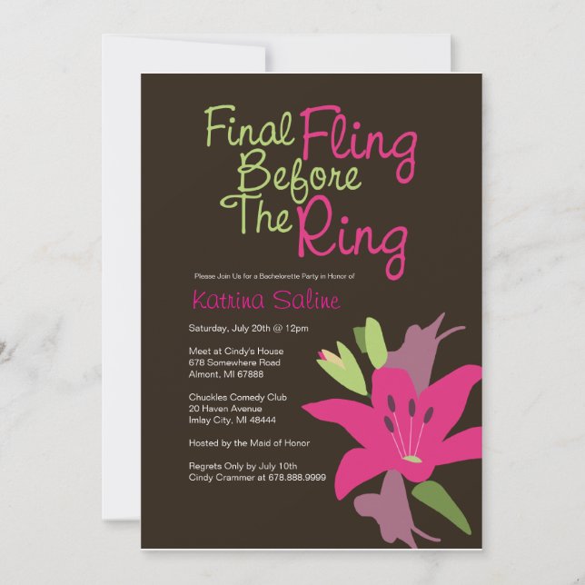 Rosa Lily final Fling före inbjudan till Ring (Framsida)