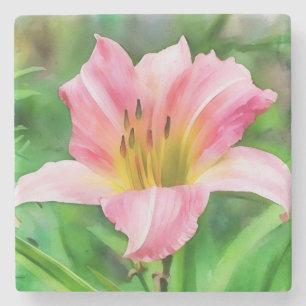 Rosa Lily Flower Art Marble Stenunderlägg