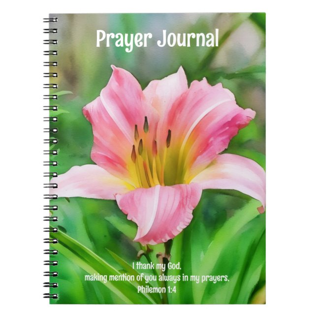Rosa Lily Flower Art Prayer Journal Anteckningsbok (Framsidan)