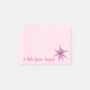 Rosa Lily Flower Blommigt Garden Party Vår Lilies Post-it Block
