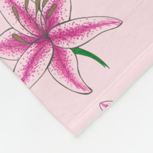 Rosa Lily Flower Blommigt Print Garden Lilies Fleecefilt