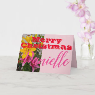 Rosa Lily Flower God jul Womans Namn Card Kort
