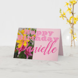 Rosa Lily Flower Grattis på födelsedagen Womans Na Kort