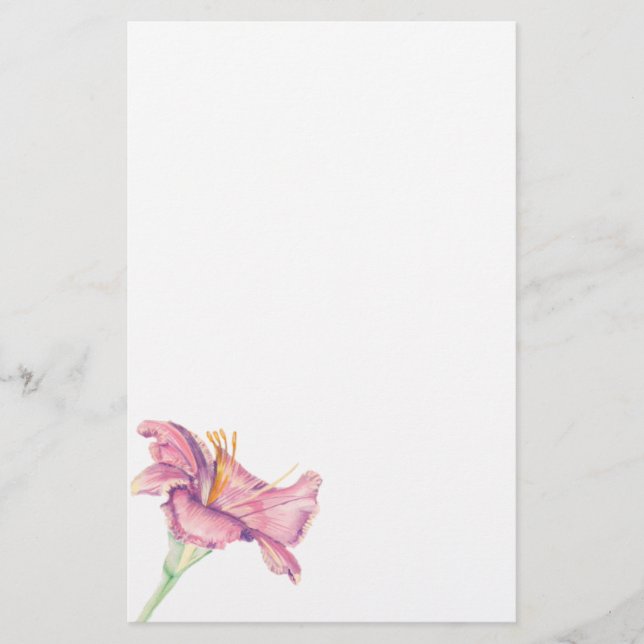 Rosa Lily Flower Painting Bild Brevpapper (Framsida)