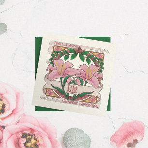 Rosa Lily-Flower Vänskap Vintage-Stil Inbjudningar