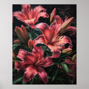 Rosa Lily Flowers Art Print Poster