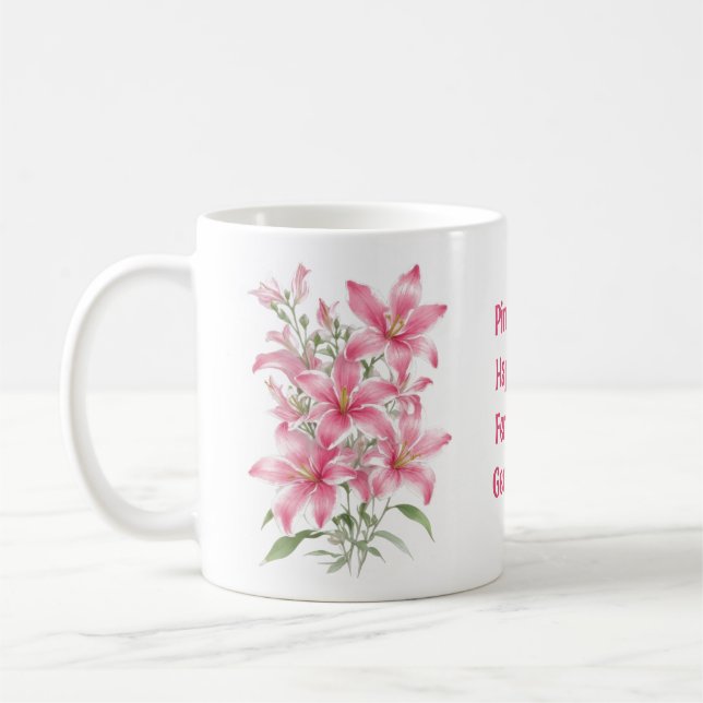 Rosa Lily Flowers Kaffemugg (Vänster)