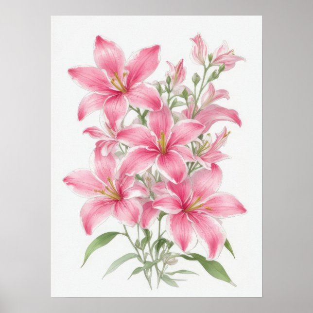 Rosa Lily Flowers Poster (Framsidan)