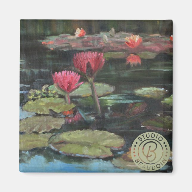 Rosa Lily on Mörk grönt—Fridge Magnet (Framsidan)