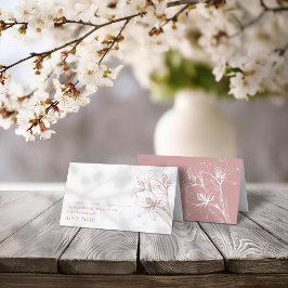 Rosa Lily Outline Bröllop Foldat Placeringskort