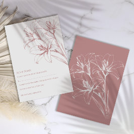 Rosa Lily Outline Bröllop OSA Kort