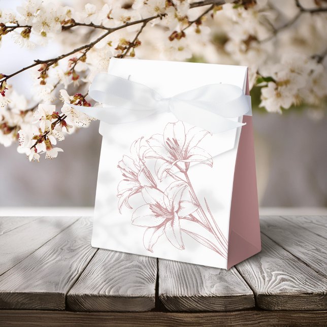 Rosa Lily Outline Bröllop Presentaskar (Skapare uppladdad)