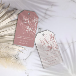 Rosa Lily Outline Bröllop Presentetikett
