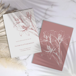 Rosa Lily Outline Bröllop Spara Datumet