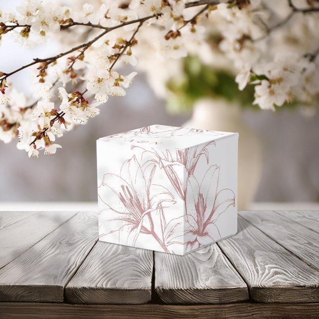 Rosa Lily Outline Wedor Favor Box Presentaskar (Skapare uppladdad)